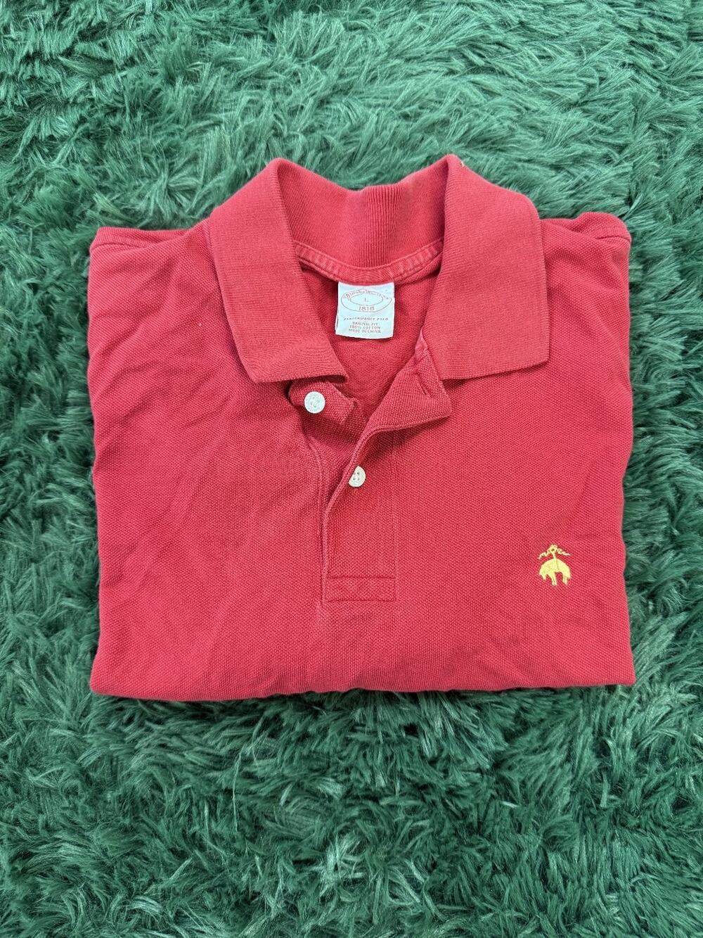 Brooks Brothers Men's L Red Performance Polo Shirt Original Fit 100% Cotton